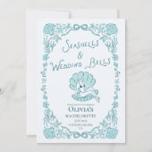 Seashells Wedding Bells Whimsical Bachelorette  招待状 (正面)