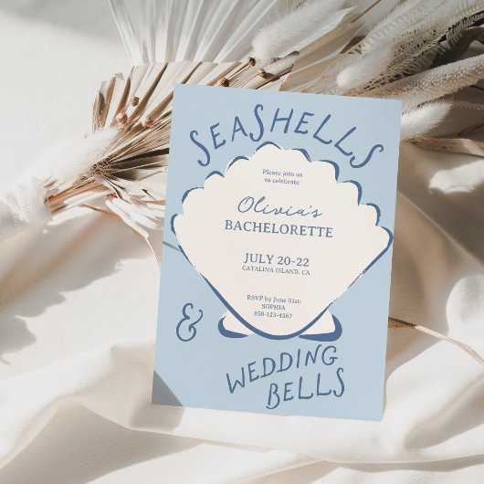 Seashells & Wedding Bels Bachelorette Itinerary 招待状