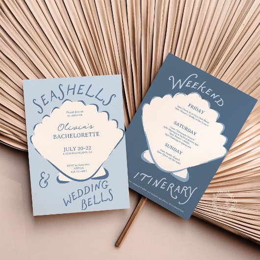 Seashells & Wedding Bels Bachelorette Itinerary 招待状