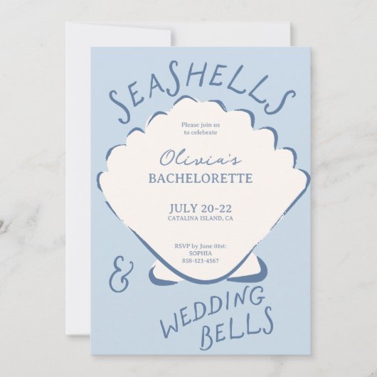 Seashells & Wedding Bels Bachelorette Itinerary 招待状 (正面)