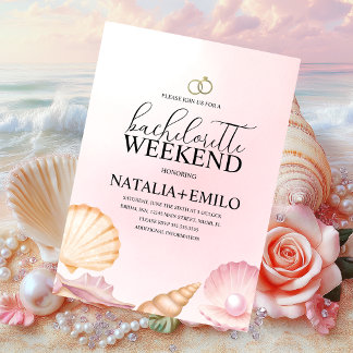 Seashells Weekend Beach Bachelorette Invitations  招待状