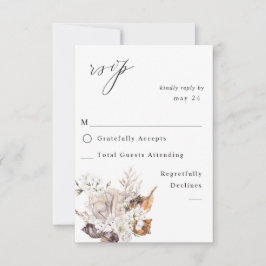 Seashells & Whiteフローラと食事RSVP 出欠カード