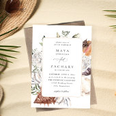 Seashells & Whiteフローラ結婚の1-V2 招待状