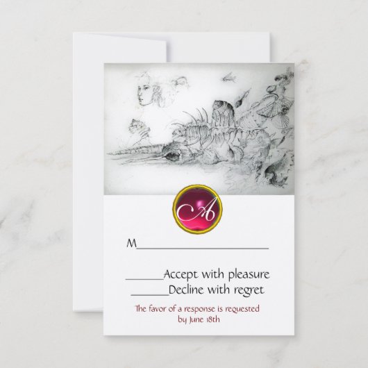 SEASHELLSSWEET SIXTEENパーティー、Ruby Monogram Rsvp (裏面)