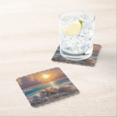 Seashore Ocean Sunset Seashells Pearls ペーパーコースター (インサイチュ)