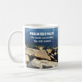 Seashore Photo Beside the Still Waters Bible Verse コーヒーマグカップ (左)