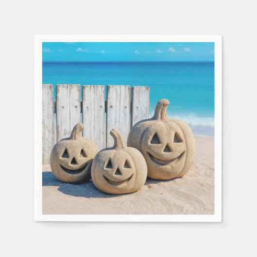 Seashore Sand Jack o' Lanterns スタンダードカクテルナプキン (正面)