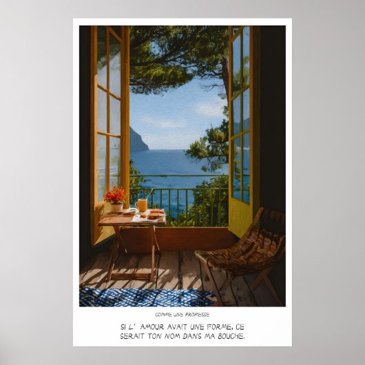 Seaside Balcony Wall Art Print - Romantic Morning ポスター (正面)