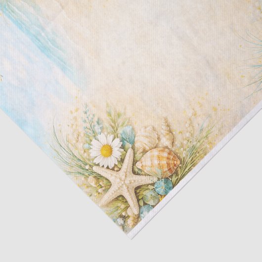 Seaside Beach Shell & Starfish Frame FE9 Decoupage 薄葉紙 (詳細)