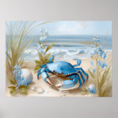 Seaside Blue Crab Beach Wall Art Print | Poster ポスター (正面)