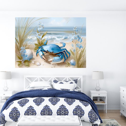 Seaside Blue Crab Beach Wall Art Print | Poster ポスター