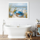 Seaside Blue Crab Beach Wall Art Print | Poster ポスター