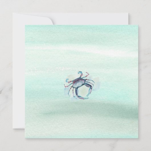 Seaside Blue Crab Tropical Bridal Shower 招待状 (裏面)