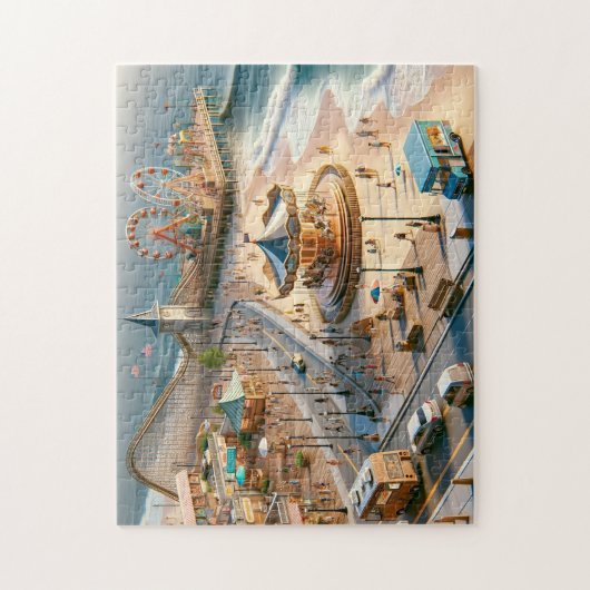 Seaside Boardwalk Carnival by the Beach ジグソーパズル (縦)