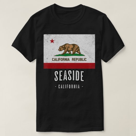 SEASIDE California Cali City Souvenir CA Flag T Tシャツ (デザイン正面)