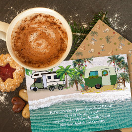 Seaside Camping Christmas Greeting Message Cards 招待状