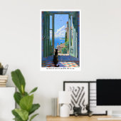 Seaside Cat Art Print French Typography Poster ポスター (ホームオフィス)