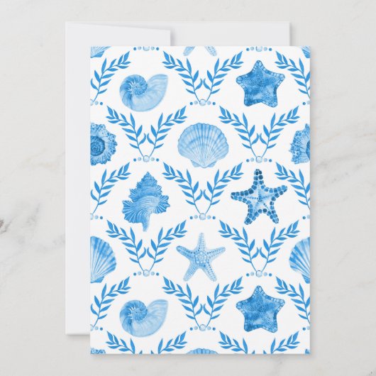 Seaside Elegance Blue Coastal Watercolor Wedding 招待状 (裏面)