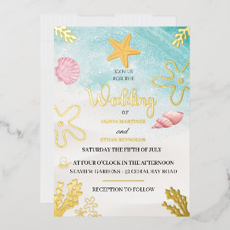 Seaside Elegance Foil Invitation 箔招待状