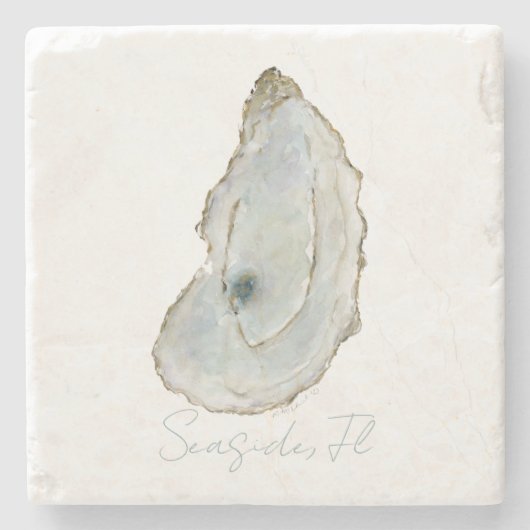 Seaside Florida Watercolor Oyster ストーンコースター (正面)