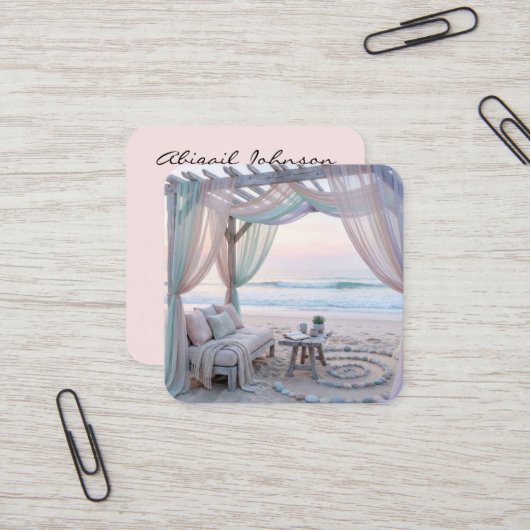 Seaside Gazebo With Couch スクエア名刺 (正面/裏面インサイチュ)