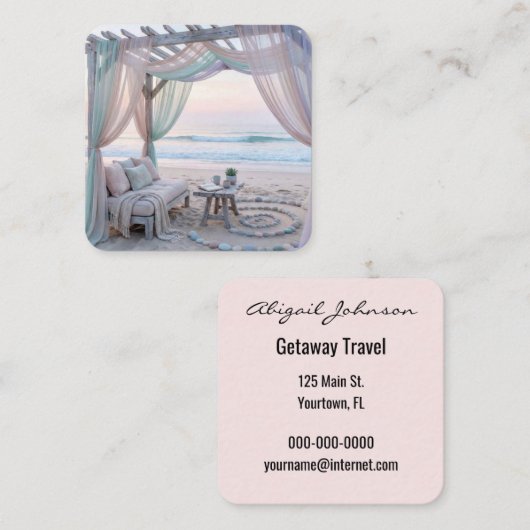 Seaside Gazebo With Couch スクエア名刺 (正面/裏面)