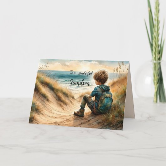 SEASIDE GRANDSON BIRTHDAY CARD サンキューカード (正面)