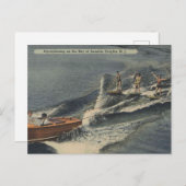 Seaside Heights NJ, Aquaplaning Water Skiing 1940s ポストカード (正面/裏面)