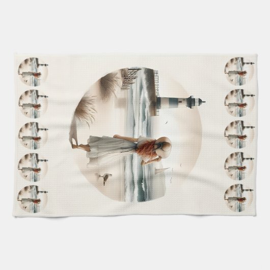 Seaside Lighthouse Stroll キッチンタオル (横)