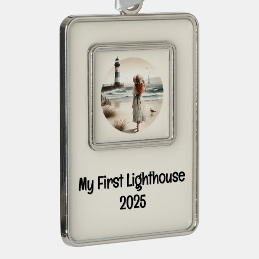 Seaside Lighthouse Stroll シルバープレートフレームオーナメント (右)