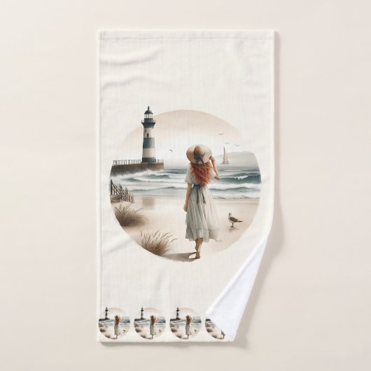 Seaside Lighthouse Stroll バスタオルセット (ハンドタオル)