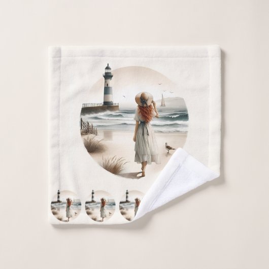 Seaside Lighthouse Stroll バスタオルセット (ウォッシュタオル)