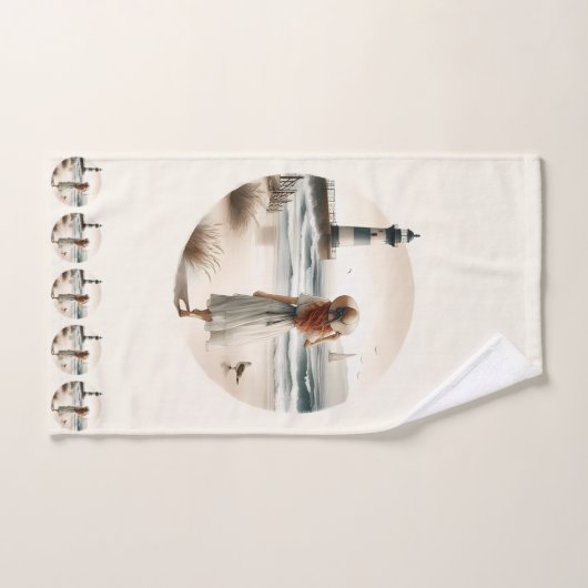 Seaside Lighthouse Stroll バスタオルセット (ハンドタオル)