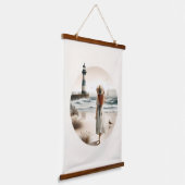 Seaside Lighthouse Stroll 吊り下げ型タペストリー (傾斜あり)