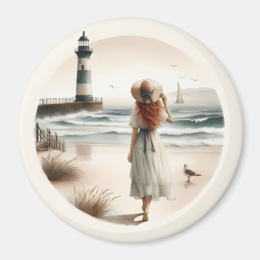 Seaside Lighthouse Stroll Magnet マグネット (正面)