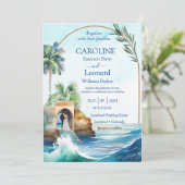 Seaside Love: Tropical Beach Wedding Invitation 招待状 (スタンド正面)