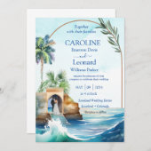 Seaside Love: Tropical Beach Wedding Invitation 招待状 (正面/裏面)