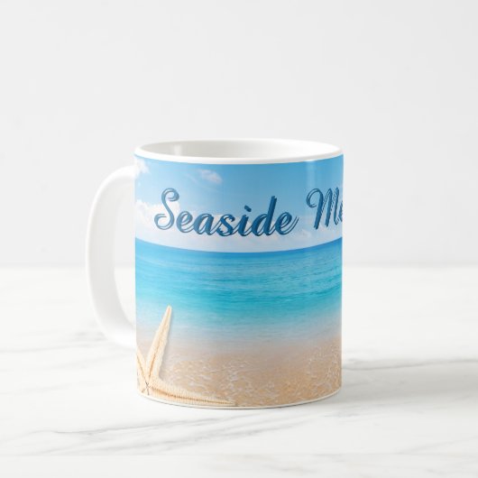 Seaside Memories Personalized Mug コーヒーマグカップ (正面左)