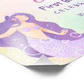 Seaside Mermaid Girl First Birthday Welcome Sign フォトプリント (角)