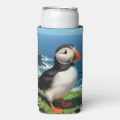Seaside Puffin Illustration   スリム缶クーラー (Seltzer正面)