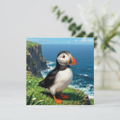 Seaside Puffin Illustration | 無地 カード (スタンド正面)
