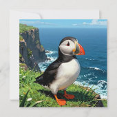 Seaside Puffin Illustration | 無地 カード (正面)