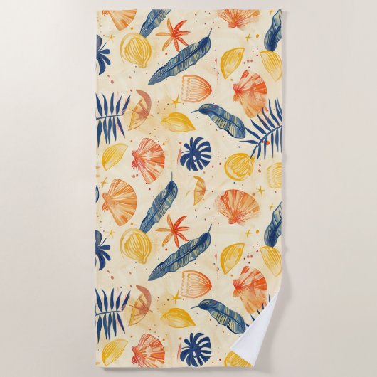 Seaside Sketchbook Retreat Beach Towel ビーチタオル (正面)