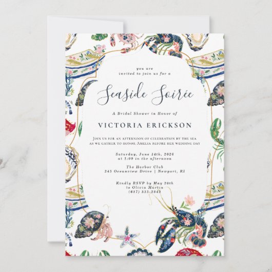 Seaside Soirée Coastal Bridal Shower 招待状 (正面)