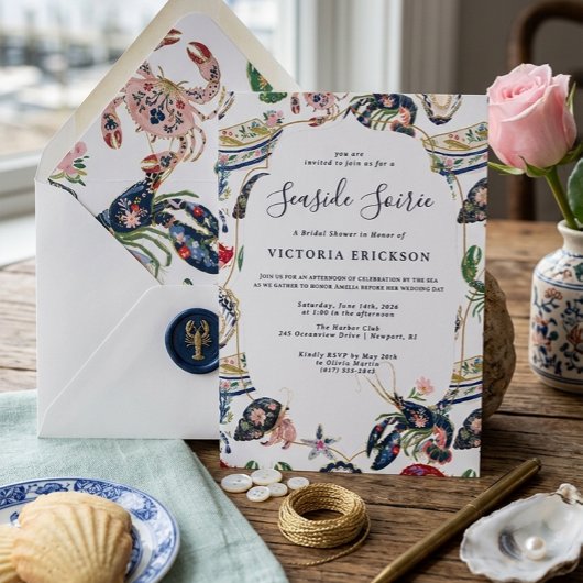 Seaside Soirée Coastal Bridal Shower 招待状