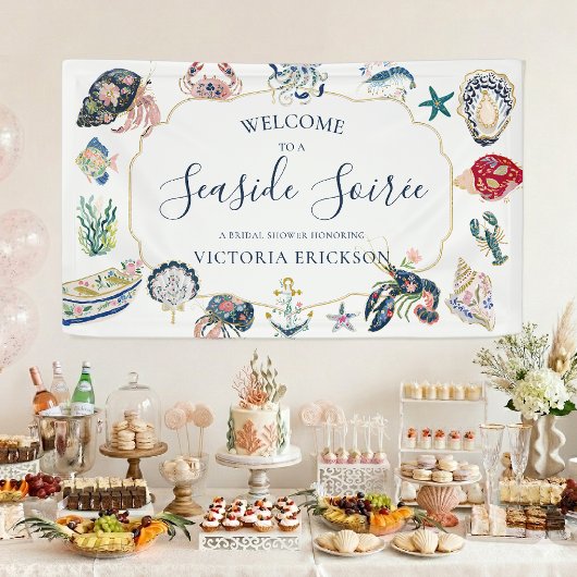 Seaside Soirée Coastal Bridal Shower Welcome Sign 横断幕