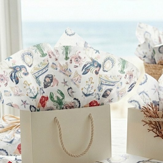 Seaside Soirée Coastal Pattern Tissue Paper 薄葉紙