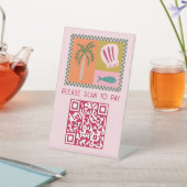Seaside Soiree SCAN TO PAY モダン かわいい カスタムQR 台座サイン (インサイチュ)