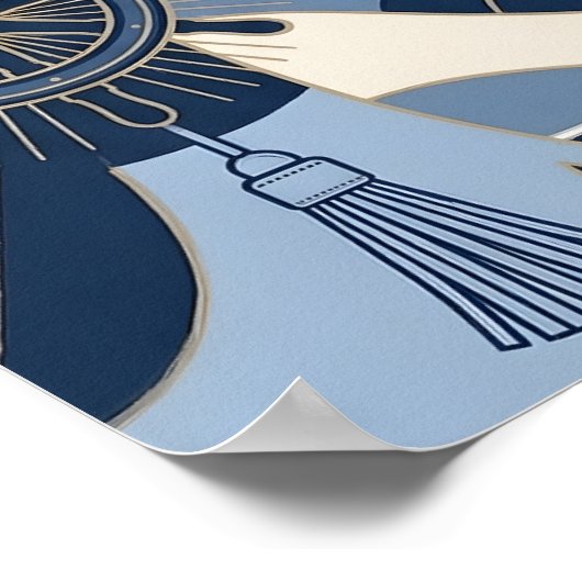 Seaside Stripes Celebration Birthday ポスター (角)