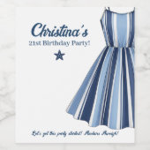 Seaside Stripes Celebration Birthday ワインラベル (シングルラベル)